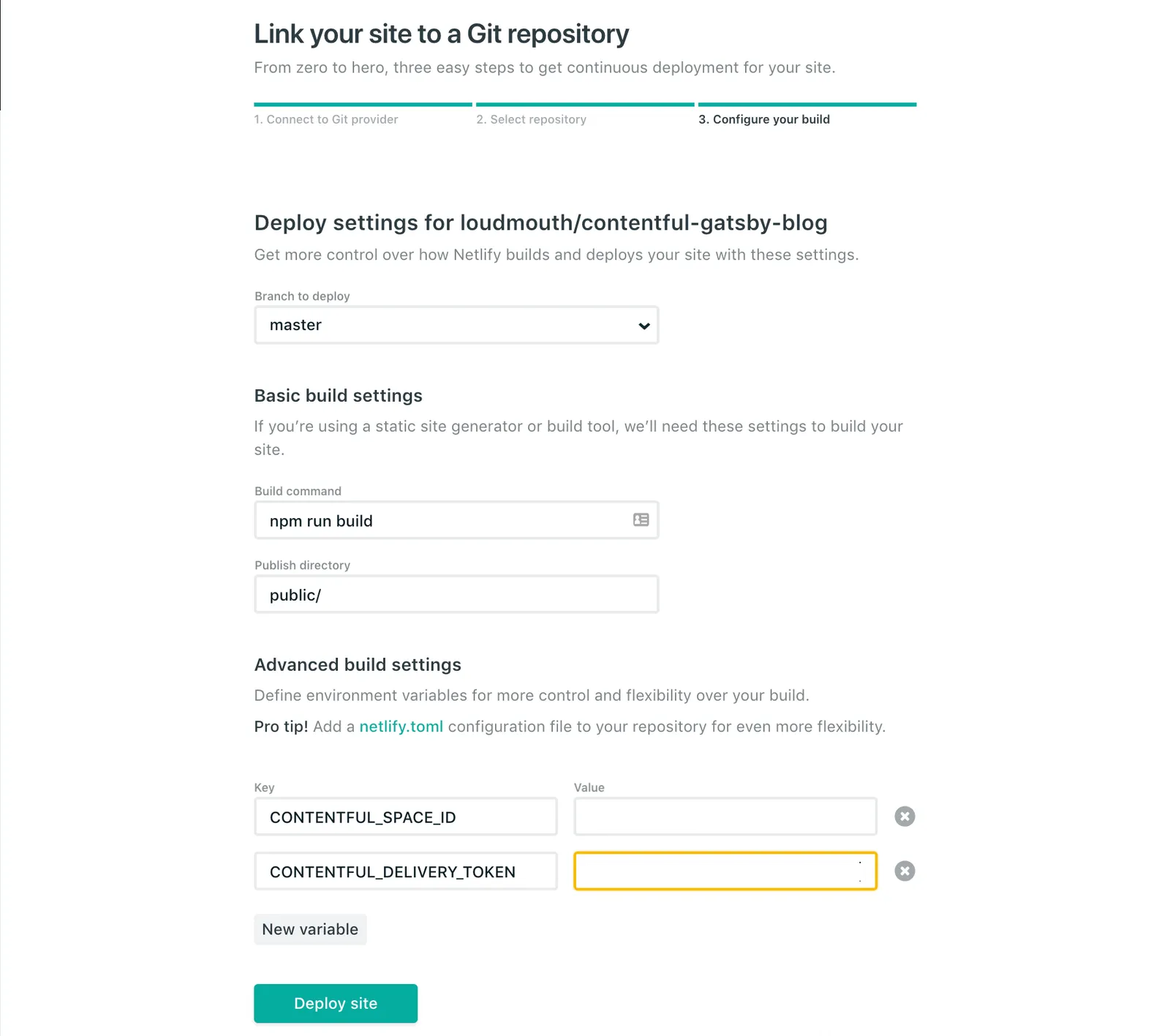 Netlify link to Git