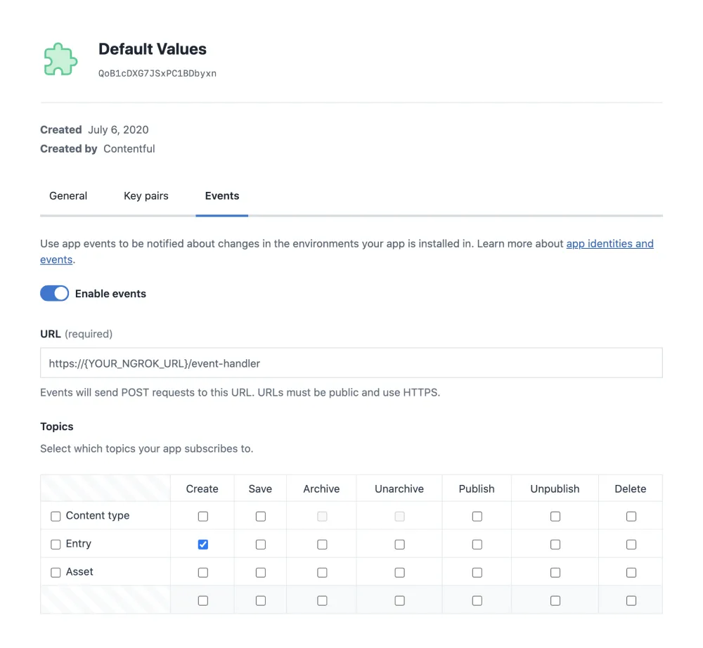 app event configuration