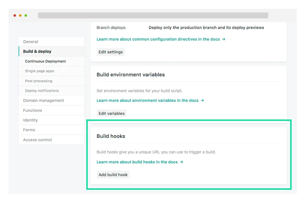 Netlify dashboard