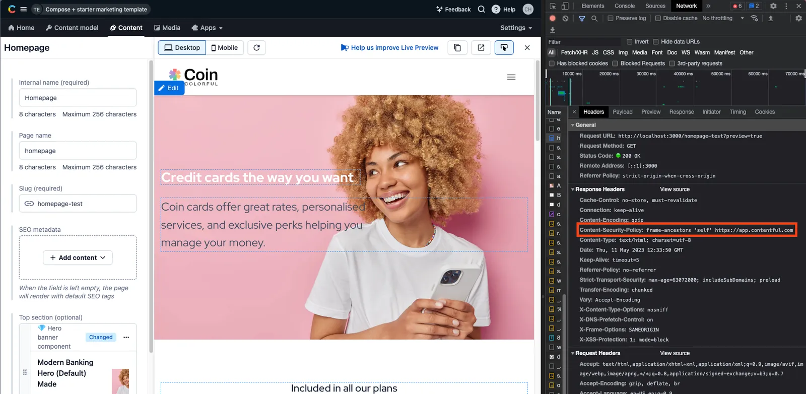 Live preview Content security policy