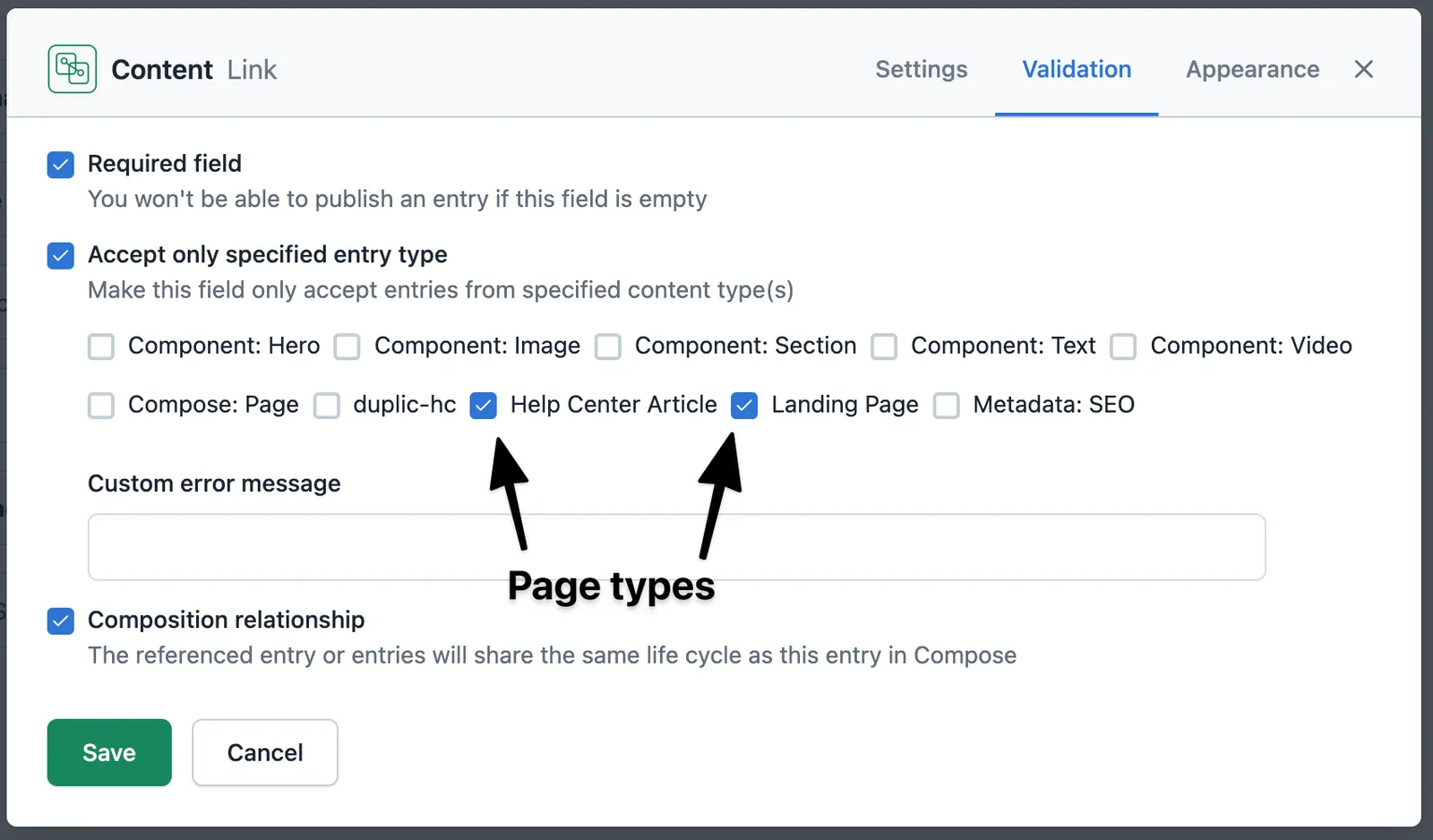 Compose assign page type