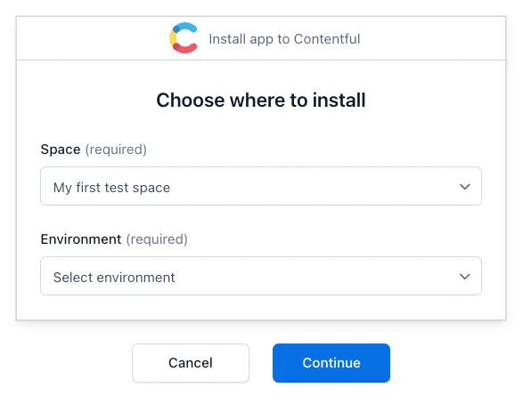 Installation destination dialog